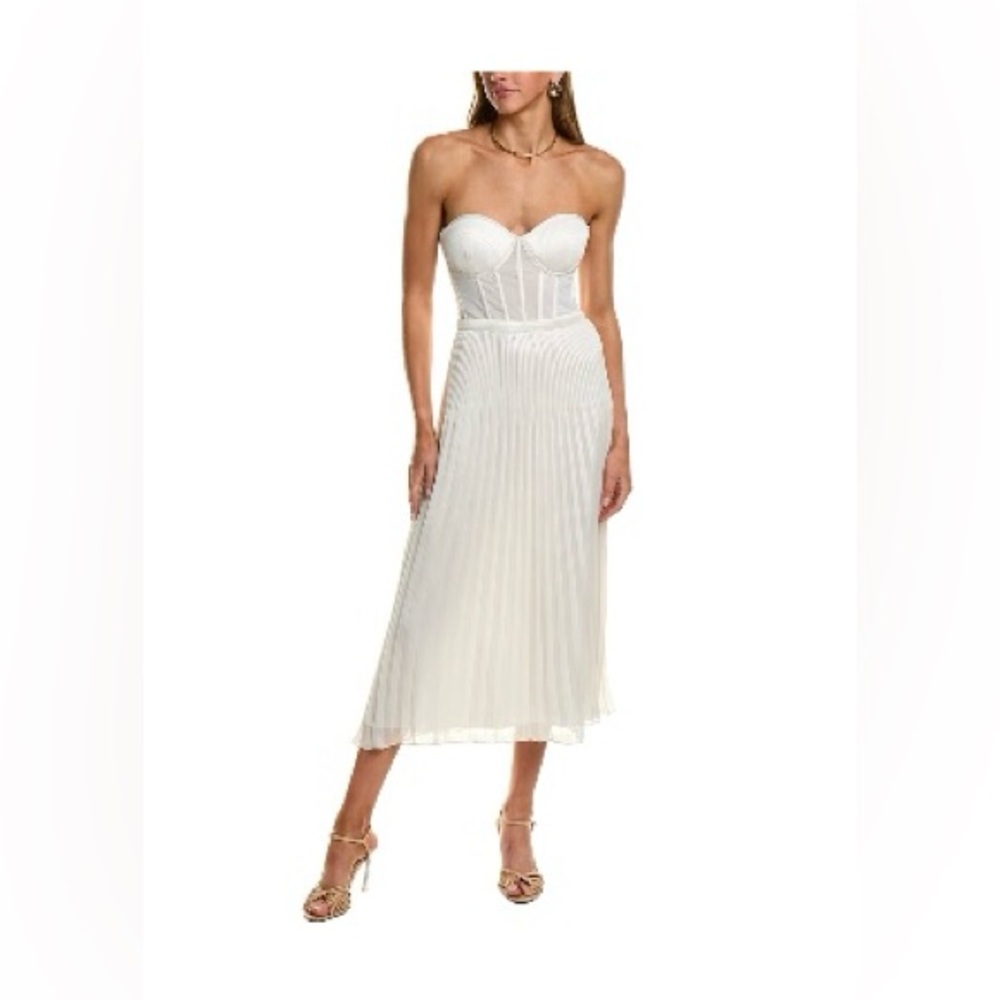 BCBGMaxAzria Off-White Pleated Dress